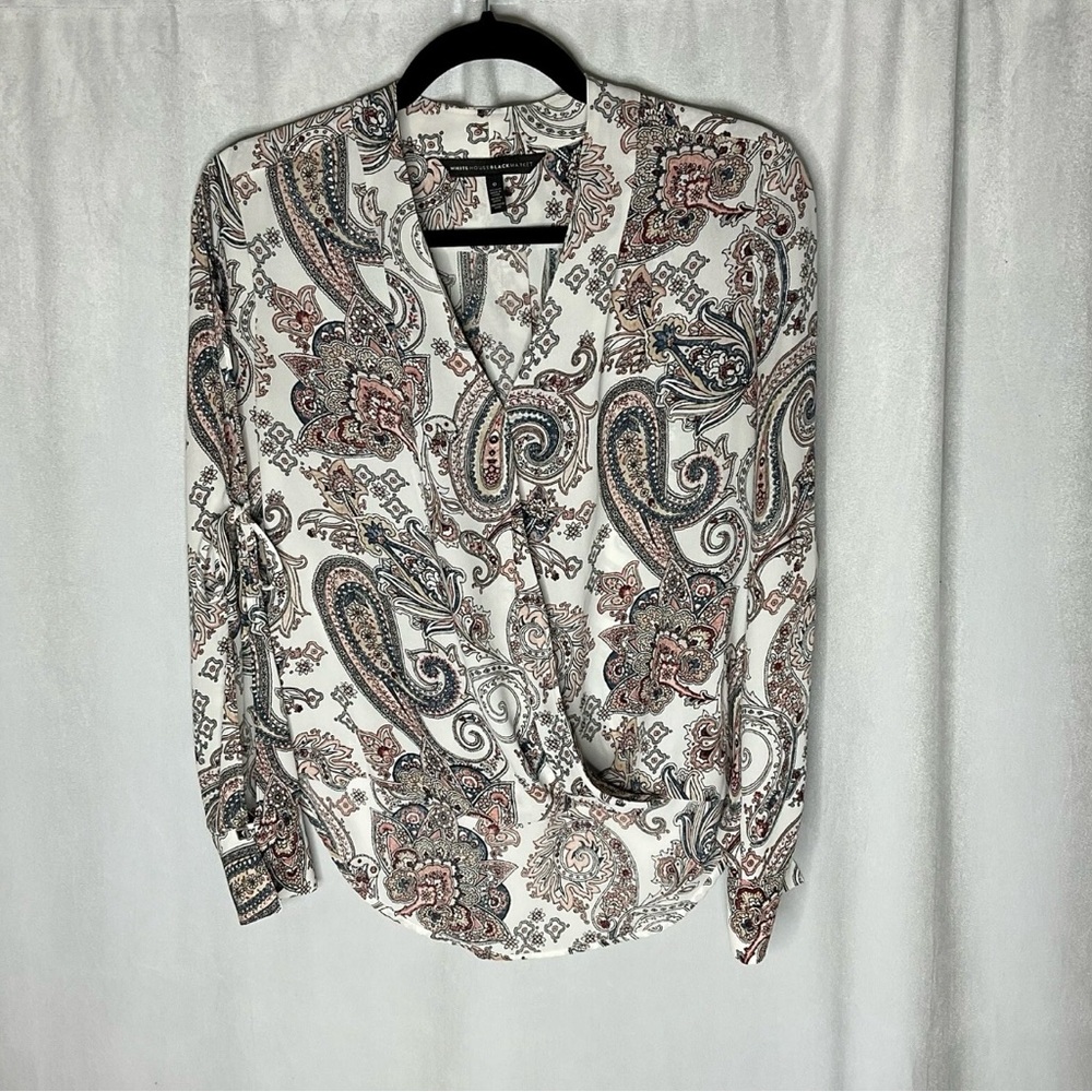 White House Black Market Paisley Blouse Size 0